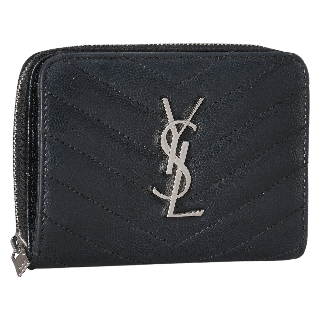 YVES SAINT LAURENT(USED)생로랑 403723 모노그램 쉐브론 컴팩트 반지갑
